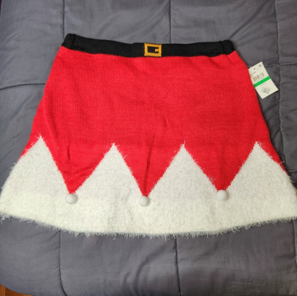 Planet Gold Christmas Red and White Santa Mrs. Clause Holiday Skirt